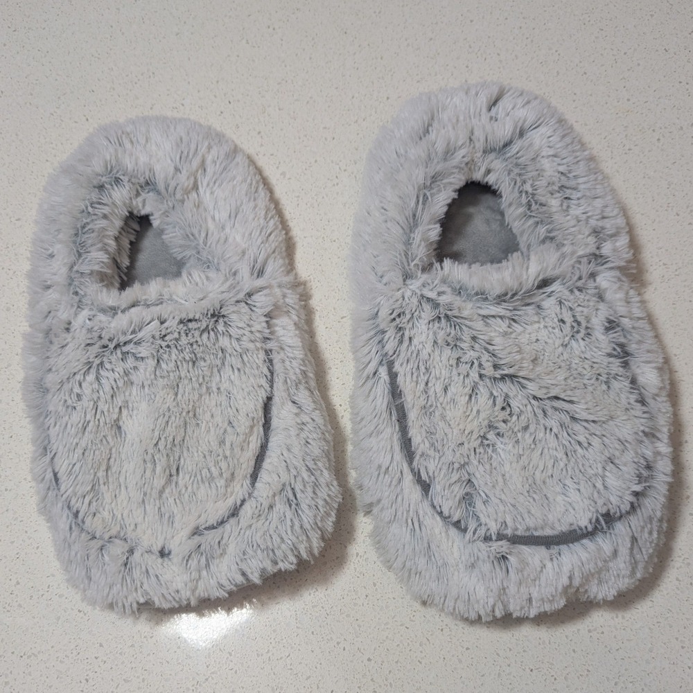 Warmies Microwavable Slippers Womens OS Grey Plush Lavender Scented